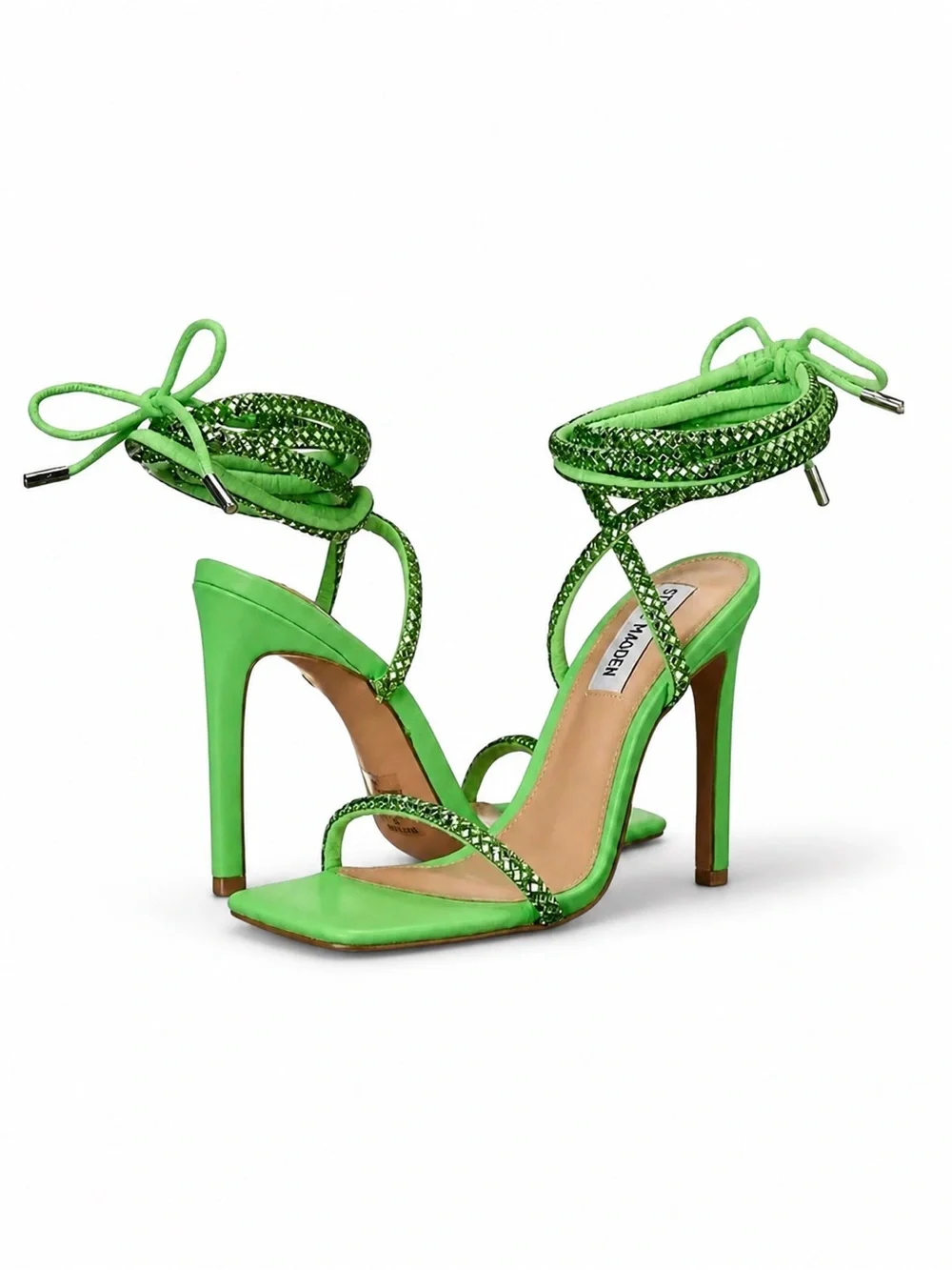 Steve Madden Light Green Ankle Wrap Uplift Heeled Sandal Size 9.5